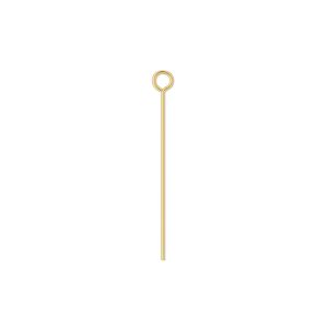 Eye pin 1pkg500 gold-plated, 1 inch, 24 gauge brass