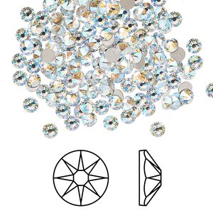Flat back 1440pk crystal shimmer foil back, Swarovski&reg; 3-3.2mm rose round SS12 2088