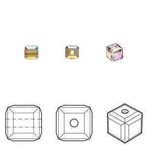Bead 288pk light Colorado topaz shimmer, Swarovski&reg; 4mm cube 5601