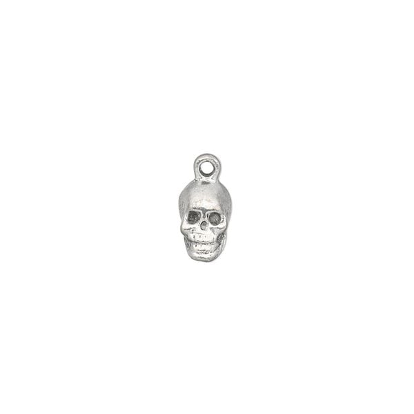 Charm, pewter (tin-based alloy), pkg/1, antiqued, 9x5mm skull. image number 0