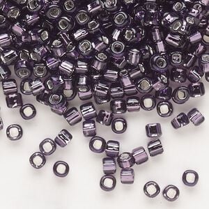 Seed bead, Dyna-Mites&trade;, glass, silver-lined translucent amethyst purple, #6 round with square hole. Sold per 1/2 kilogram pkg.