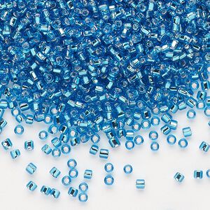 Seed bead, Dyna-Mites&trade;, glass, pkg/1/2kg, #11 round, transparent silver-lined turquoise blue, (75:SR 11/0 SR).
