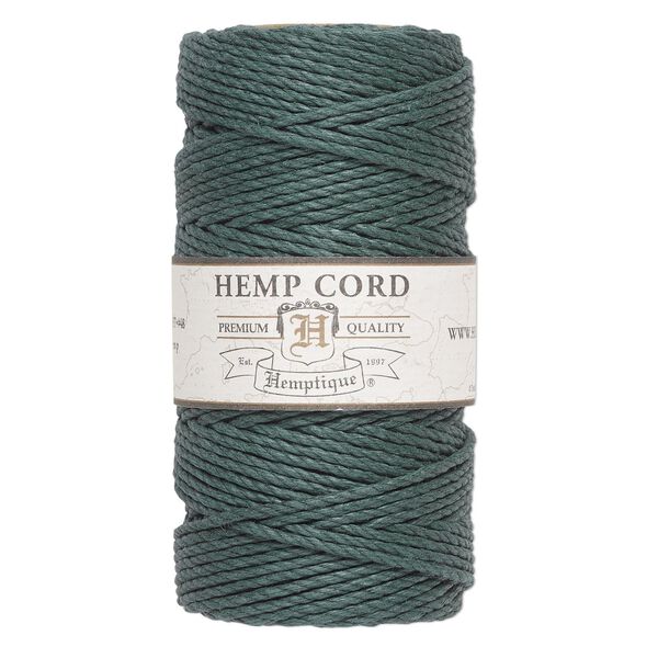 Cord, Hemptique&reg;, polished hemp, emerald green, 1.8mm diameter, 48-pound test. Sold per 205-foot spool. image number 0