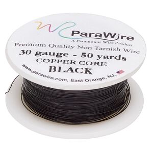 Wire, ParaWire&trade;, black enamel copper, round, 30 gauge. Sold per 50-yard spool.