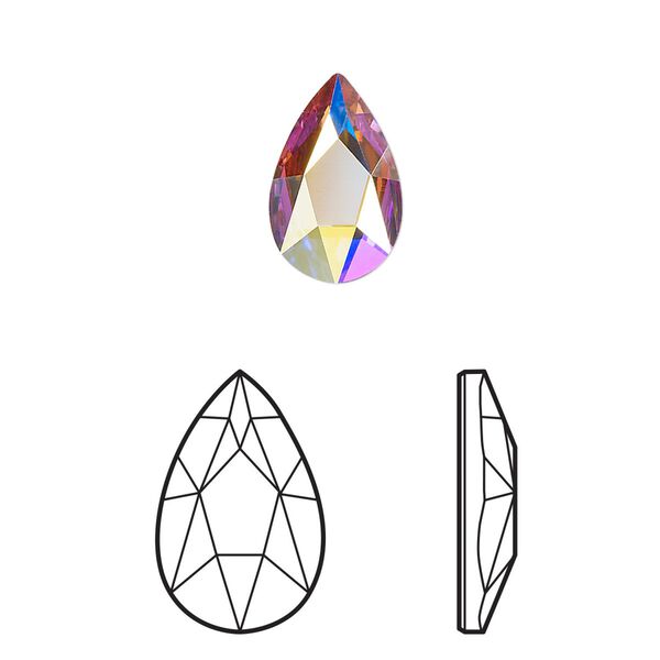 Flat back 6pk crystal AB foil back, Crystal Passions&reg; 14x9mm pear 2303 image number 0