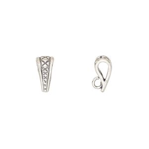 Pendant bail, antiqued sterling silver, 10x4mm with hidden loop. Sold per pkg of 2.