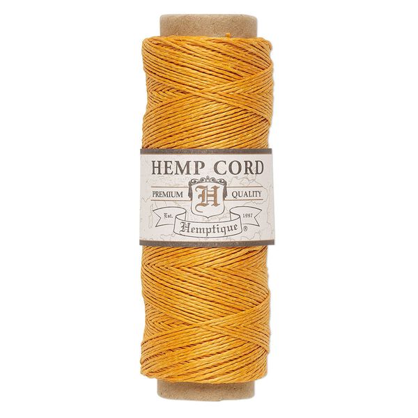Cord, Hemptique&reg;, polished hemp, gold, 0.5mm diameter, 10-pound test. Sold per 205-foot spool. image number 0