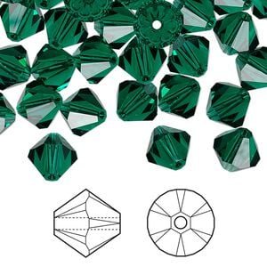Bead 288pk emerald, Swarovski&reg; 8mm XILION bicone 5328