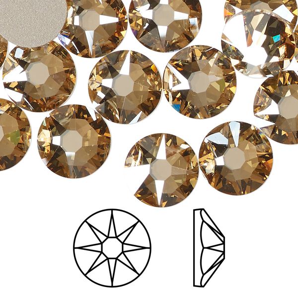 Flat back 96pk crystal golden shadow foil back, Swarovski&reg; 10.912-11.304mm rose round SS48 2088 image number 0