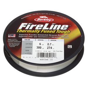 Thread, Berkley&reg; FireLine&reg;, high-modulus polyethylene, 8-fiber braid, crystal, 0.15mm diameter, 6-pound test. Sold per 300-yard spool.