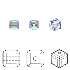 Bead 144pk light sapphire shimmer, Swarovski&reg; 6mm cube 5601