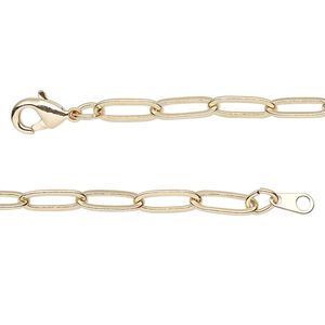 Chain 1pkg1 paperclip, 3.8mm / lobster claw clasp, gold-finished brass 24 inch