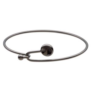 Bracelet, Almost Instant Jewelry&reg;, bangle, black-finished brass, 17mm wide with SS39 rivoli glue-in setting and hook closure, 8 inches. Sold individually.