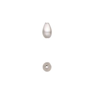 Bead 1pkg2 sterling silver, 7x4mm teardrop, satin
