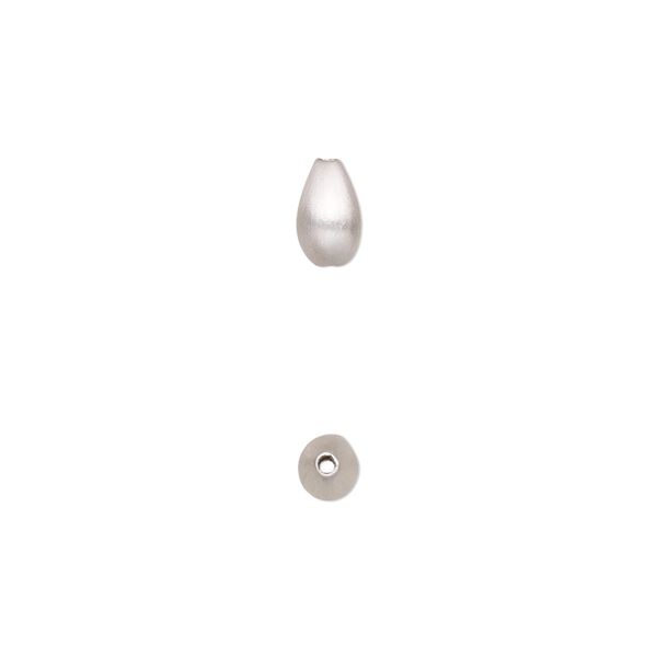 Bead 1pkg2 sterling silver, 7x4mm teardrop, satin image number 0
