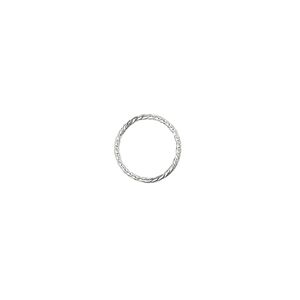 Jump ring 1pkg100 silver-plated, 10mm twisted round, 21 gauge / 8.4mm inside diameter / brass