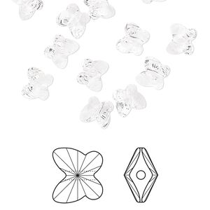 Bead 360pk crystal, Swarovski&reg; 6x5mm butterfly 5754