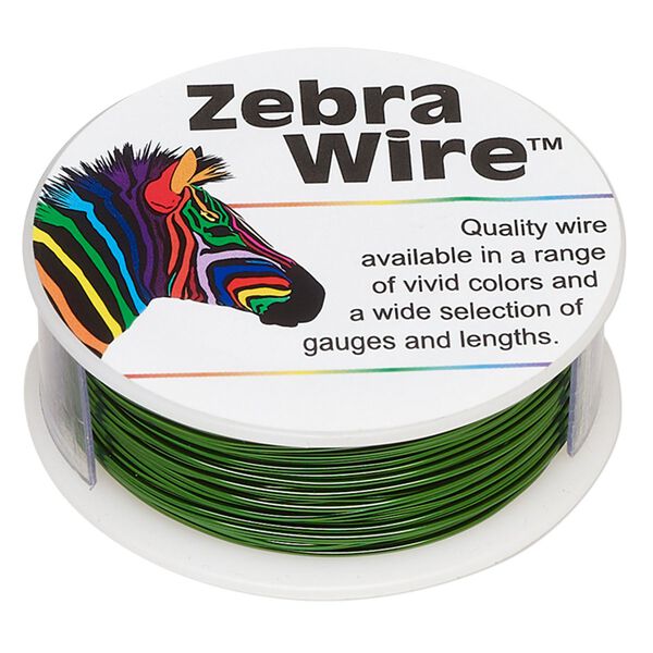 Wire, Zebra Wire&trade;, color-coated copper, green, round, 22 gauge. Sold per 1/4 pound spool, approximately 45 yards (41 meters). image number 0