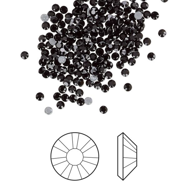 Flat back 1440pk jet foil back, Swarovski&reg; hotfix 1.9-2.1mm rose round SS6 2038HF image number 0