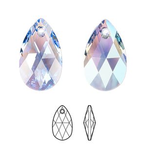 Drop 96pk light sapphire shimmer, Swarovski&reg; 22x13mm pendant pear 6106