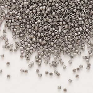 Seed bead, Delica&reg;, glass, pkg/7.5g, #11 round, opaque matte nickel-plated (DB-0321).