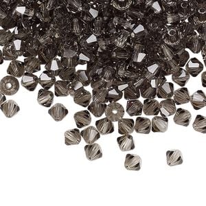 Bead 144pk black diamond, Preciosa Czech crystal 4mm bicone
