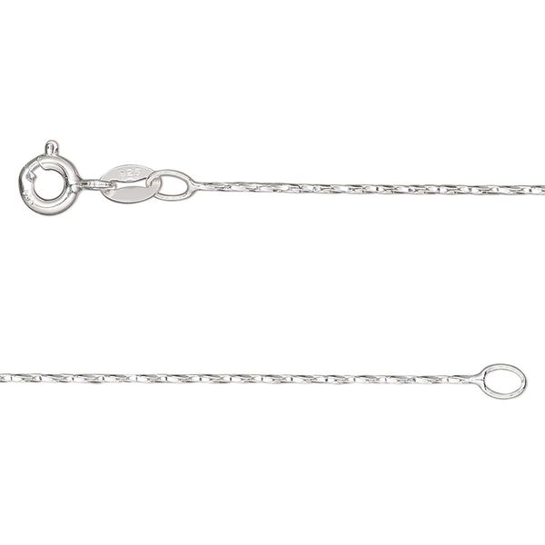 Chain 1pkg1 sterling silver cable, 0.5mm square / springring clasp, Gossamer&trade; 14 inch image number 0