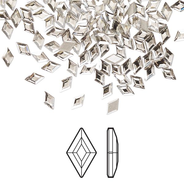 Flat back 288pk crystal silver shade foil back, Swarovski&reg; 5x3mm diamond 2773 image number 0