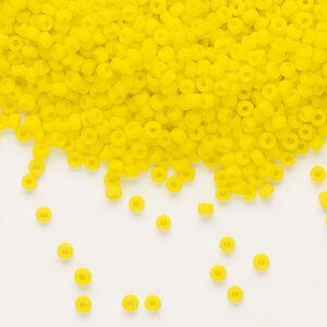 Seed bead, Dyna-Mites&trade;, glass, pkg/1/2kg, #11 round, opaque matte yellow, (731MA 11/0 RR).