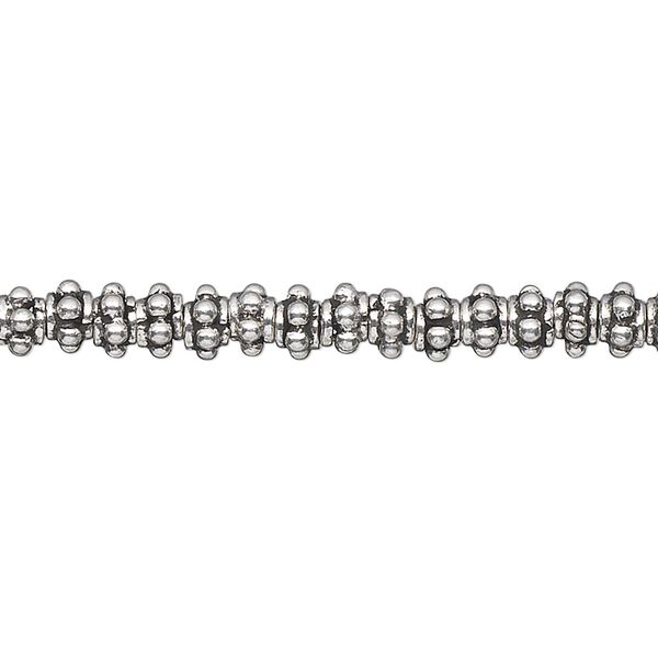 Bead 1pkg0.25troyoz sterling silver, 5x3mm bumpy rondelle, antiqued image number 0