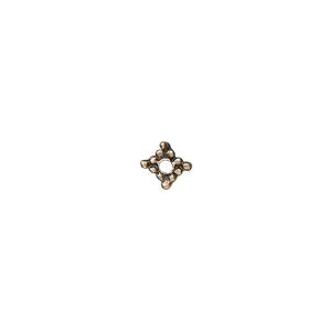 Bead 1pkg100 brass-plated "pewter", 5x4mm rectangle, antique
