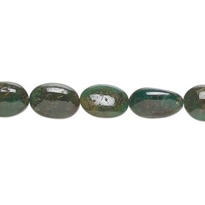 Bead, African aventurine (natural), 9x7mm-13x8mm hand-cut uneven puffed oval with 0.4-1.4mm hole, C grade, Mohs hardness 7. Sold per 8-inch strand.