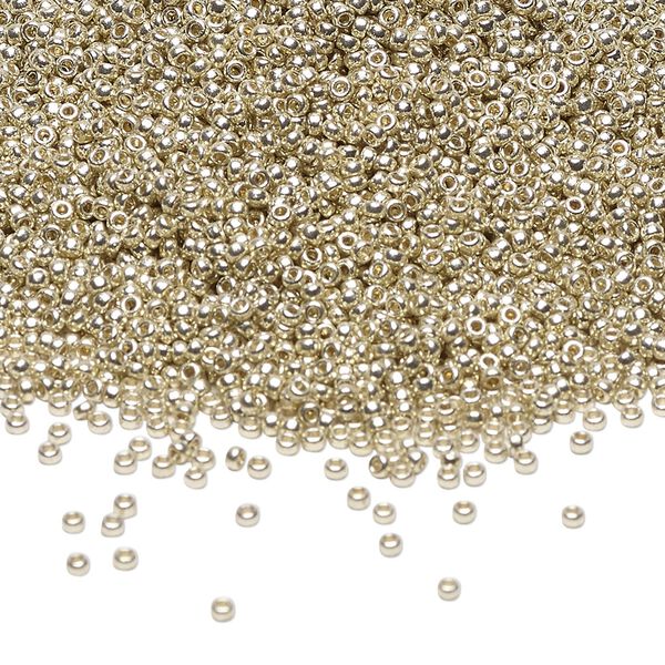 Seed bead, Miyuki 1pkg35g glass, #15 rocaille, Duracoat&reg; opaque galvanized silver / outside dyed (RR-4201) image number 0