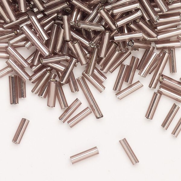 Bead, Ming Tree&trade;, bugle bead, glass, pkg/1/4 pound, 1/4 inch, silver-lined translucent amethyst purple. image number 0