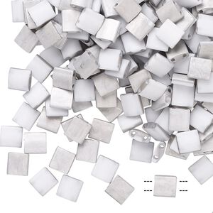 Seed bead, TILA&reg;, glass, pkg/10g, 5mm full tila square, opaque Labrador matte white, (TL-4558).
