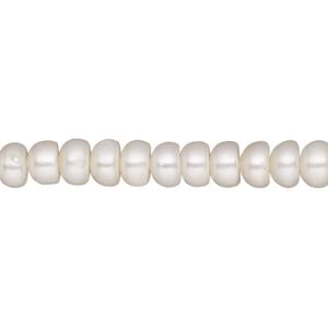 Pearl 1pkg1 freshwater, button, White Lotus&trade; 15.5-16 inch white 5-6mm cultured