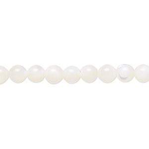 Mother-of-pearl shell 1pkg1, round bead 15.5 to 16 inch 4-6mm