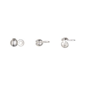 Bead tip side clamp-on 1pkg100 silver-plated, 6x3mm / closed loop, brass / Hot Tips&reg;