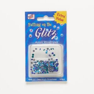 Flat back mix, Westrim&reg;, acrylic, mixed colors, 3-3.2mm faceted round, SS12. Sold per pkg of 160.