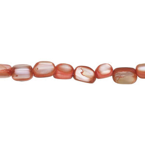 Mother-of-pearl shell 1pkg1, pebble bead 15 inch light red small to medium