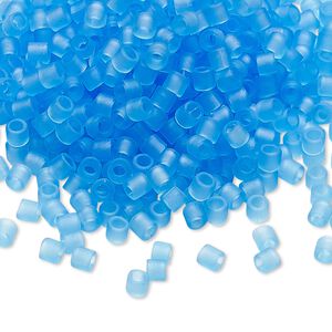 Seed bead, Delica&reg;, glass, pkg/7.5g, #8 round, translucent matte aqua (DBL-0747).