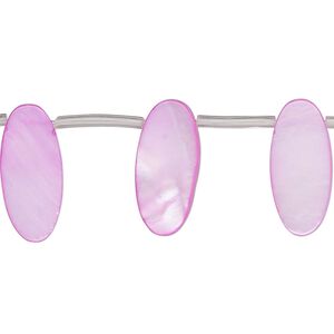 Mother-of-pearl shell 1pkg1, top-drilled flat oval bead 15 inch pink 18x7mm-19x8mm