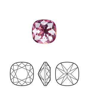 Fancy stone 144pk rose foil back, Preciosa MAXIMA Czech crystal rhinestone 12mm cushion square