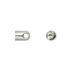 Cord end glue-in 1pkg50 rhodium-plated, 9x6mm / 5mm inside diameter, brass / imitation