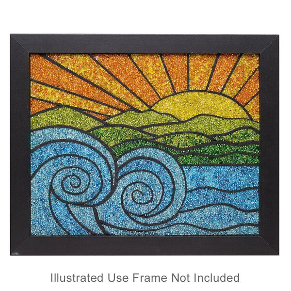 Sabrina Frey Bead Mosaic&trade; Starter Kit, glass / medium-density fiberboard / glue, pkg/1, multicolored, 8x10 inches with "Ocean Tide" design. image number 0