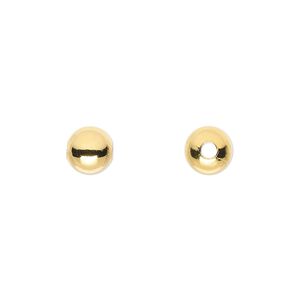 Bead 1pkg100 gold-plated, 7mm round, brass