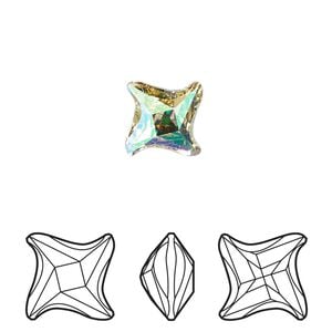 Fancy stone 2pk crystal luminous green foil back, Crystal Passions&reg; 10.5mm twister 4485
