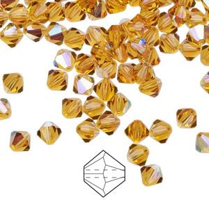 Bead 24pk topaz AB, Preciosa Czech crystal 5mm bicone