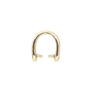 Bail, ice-pick. pewter (tin-based alloy), pkg/1, antique gold plate, 14x13mm with  scroll design, 10mm grip length.