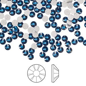 Flat back 1440pk Capri blue foil back, Preciosa MAXIMA Czech crystal hotfix rhinestone 3-3.2mm chaton rose round SS12